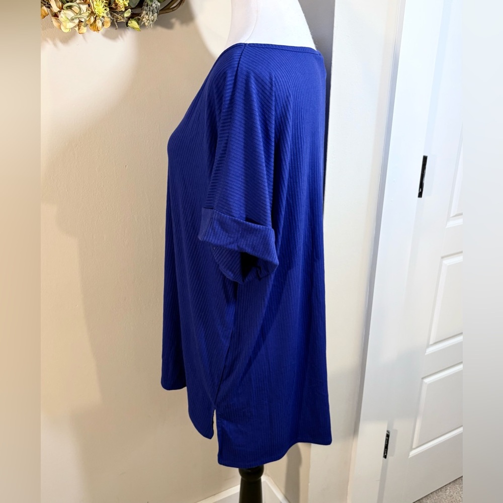 ZENANA Lot of 3 V-Neck Rolled Short Sleeve Ribbed Tops NWT Sz 1X💚 - Picture 10 of 13